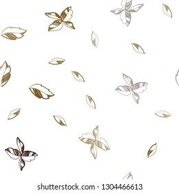 Dark Yellow vector seamless abstract backdrop with leaves. Decorative illustration with doodles on abstract template. Design for textile, fabric, wallpapers.