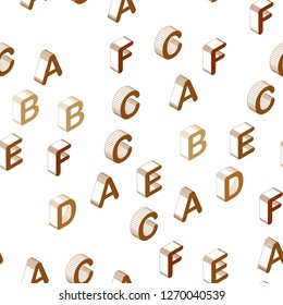 Dark Yellow vector seamless backdrop with 3D english symbols. Modern geometrical illustration with 3D ABC english symbols. Template for business cards, websites.