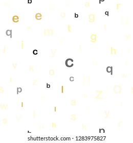 Dark Yellow vector seamless backdrop with english symbols. Blurred design in simple style with signs of alphabet. Pattern for trendy fabric, wallpapers.