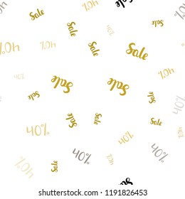 Dark Yellow vector seamless background with 40 % signs of sales. Colored words of sales with gradient on white background. Pattern for ads, posters, banners of sales.