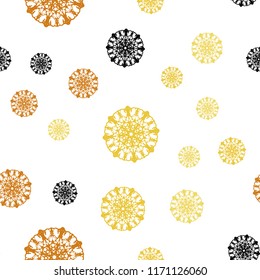 Dark Yellow vector seamless cover with beautiful snowflakes. Modern geometrical abstract illustration with crystals of ice. Pattern for trendy fabric, wallpapers.