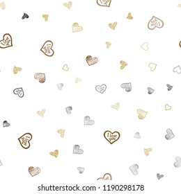 Dark Yellow vector seamless cover with Shining hearts. Hearts on blurred abstract background with colorful gradient. Pattern can be used for valentine's ad, booklets.