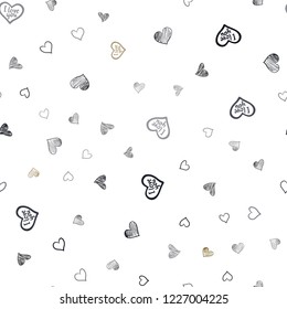 Dark Yellow vector seamless cover with Shining hearts. Blurred decorative design in doodle style with hearts. Pattern can be used for valentine's ad, booklets.