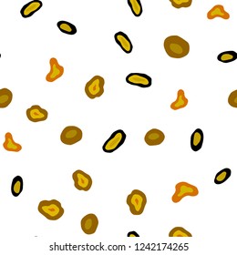 Dark Yellow vector seamless cover with spots. Modern abstract illustration with colorful water drops. Pattern for design of window blinds, curtains.