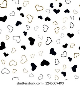 Dark Yellow vector seamless cover with Shining hearts. Beautiful colored illustration with hearts in celebration style. Design for ad, poster, banner of Valentine Day.