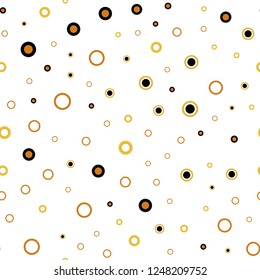 Dark Yellow vector seamless cover with spots. Blurred bubbles on abstract background with colorful gradient. Template for business cards, websites.