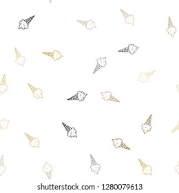 Dark Yellow vector seamless cover with sundae ice-cream. Decorative illustration with ice-cream on abstract template. Pattern for ad, booklets, leaflets of restaurants.