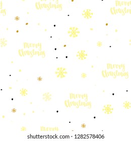 Dark Yellow vector seamless cover with beautiful snowflakes. Shining colorful illustration with snow in christmas style. Design for textile, fabric, wallpapers.