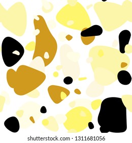 Dark Yellow vector seamless cover with spots. Modern abstract illustration with colorful water drops. Texture for window blinds, curtains.