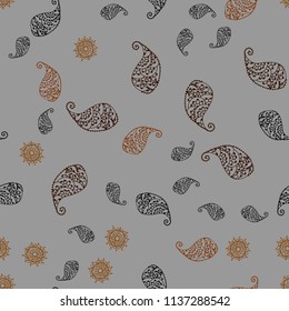 Dark Yellow vector seamless doodle pattern with leaves and flowers. Brand new colored illustration with leaves and flowers. Hand painted design for web, wrapping.