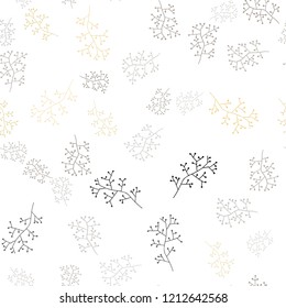 Dark Yellow vector seamless doodle pattern with branches. Modern abstract illustration with leaves and branches. Pattern for trendy fabric, wallpapers.