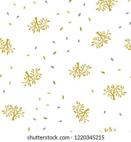 Dark Yellow vector seamless doodle layout with leaves, branches. Colorful abstract illustration with leaves in doodle style. Pattern for trendy fabric, wallpapers.