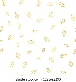 Dark Yellow vector seamless doodle texture with leaves. Creative illustration in blurred style with leaves. Pattern for design of fabric, wallpapers.