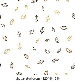 Dark Yellow vector seamless doodle backdrop with leaves. A vague abstract illustration with leaves in doodles style. Texture for window blinds, curtains.