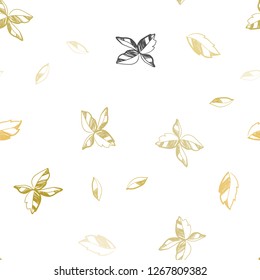 Dark Yellow vector seamless doodle pattern with leaves. Colorful illustration in doodle style with leaves. Pattern for design of window blinds, curtains.