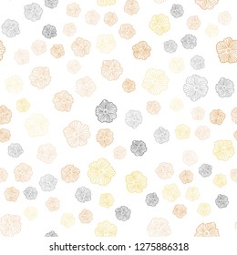 Dark Yellow vector seamless doodle pattern with flowers. Glitter abstract illustration with flowers. Design for wallpaper, fabric makers.