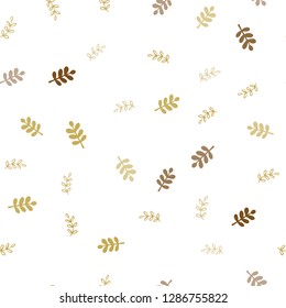 Dark Yellow vector seamless doodle pattern with leaves. Colorful illustration in doodle style with leaves. Template for business cards, websites.