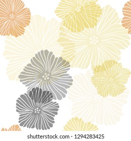 Dark Yellow vector seamless doodle backdrop with flowers. Colorful illustration in doodle style with flowers. Pattern for design of fabric, wallpapers.