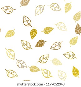 Dark Yellow vector seamless elegant pattern with leaves. New colorful illustration in doodle style with leaves. Design for textile, fabric, wallpapers.