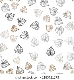 Dark Yellow vector seamless elegant wallpaper with leaves. Decorative illustration with doodles on abstract template. Pattern for design of window blinds, curtains.