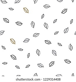 Dark Yellow vector seamless elegant template with leaves. leaves on blurred abstract background with gradient. Design for textile, fabric, wallpapers.