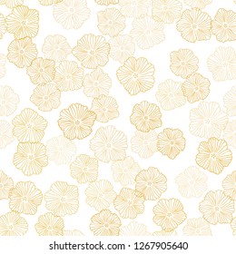 Dark Yellow vector seamless elegant background with flowers. Colorful illustration with flowers in doodle style. Texture for window blinds, curtains.