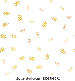 Dark Yellow vector seamless elegant wallpaper with leaves. A vague abstract illustration with leaves in doodles style. Pattern for design of fabric, wallpapers.