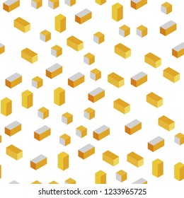 Dark Yellow vector seamless, isometric layout with lines, rectangles. Beautiful illustration with rectangles and squares. Texture for window blinds, curtains.