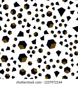 Dark Yellow vector seamless, isometric background with triangles, cubes. Decorative design in abstract style with lines, cubes. Pattern for design of fabric, wallpapers.