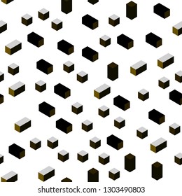 Dark Yellow vector seamless, isometric texture in rectangular style. Rectangles on abstract background with colorful gradient. Template for business cards, websites.