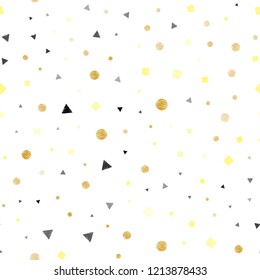 Dark Yellow vector seamless layout with circles, lines, rectangles. Circles, lines, rhombus with colorful gradient. Design for textile, fabric, wallpapers.