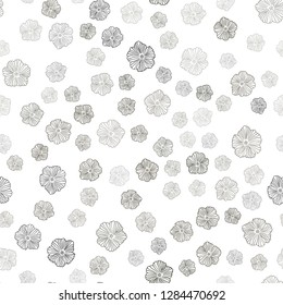 Dark Yellow vector seamless natural background with flowers. Sketchy doodle flowers on white background. Pattern for trendy fabric, wallpapers.