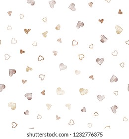 Dark Yellow vector seamless pattern with colorful hearts. Hearts on blurred abstract background with colorful gradient. Pattern for marriage gifts, congratulations.