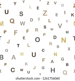 Dark Yellow vector seamless pattern with ABC symbols. Colored alphabet signs with gradient on white background. Texture for window blinds, curtains.