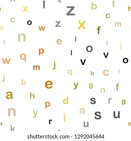 Dark Yellow vector seamless pattern with ABC symbols. Shining illustration with ABC symbols on abstract template. Texture for window blinds, curtains.