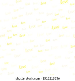 Dark Yellow vector seamless pattern with phrase LOVE YOU. Illustration with colorful phrase LOVE YOU in romantic style. Design for wallpaper, fabric makers.