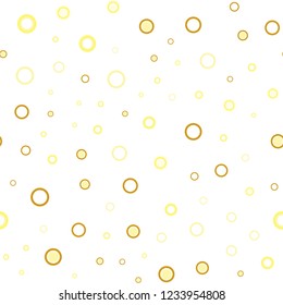 Dark Yellow vector seamless texture with disks. Blurred decorative design in abstract style with bubbles. Pattern for design of fabric, wallpapers.