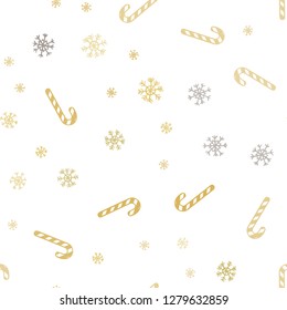 Dark Yellow vector seamless texture with xmas sweets, candies.