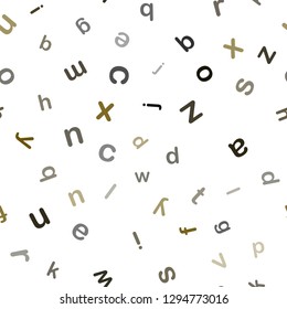 Dark Yellow vector seamless texture with ABC characters. Colored alphabet signs with gradient on white background. Design for textile, fabric, wallpapers.