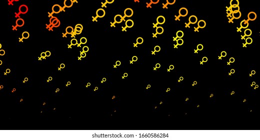 Dark Yellow vector template with businesswoman signs. Abstract illustration with a depiction of women's power. Background for International Women’s Day.