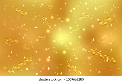 Dark Yellow vector template with carnival confetti. Decorative shining illustration with ribbons on abstract template. Beautiful design for your business advert of anniversary.
