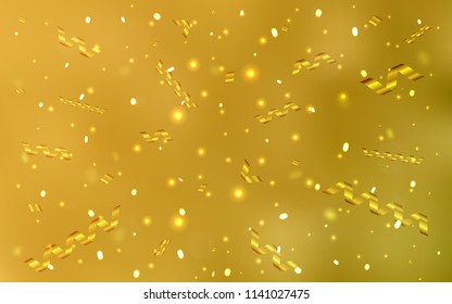 Dark Yellow vector template with carnival confetti. Decorative shining illustration with ribbons on abstract template. New design for ad, poster, banner of your Party.