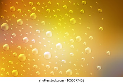 Dark Yellow vector template with circles. Glitter abstract illustration with blurred drops of rain. The pattern can be used for aqua ad, booklets.
