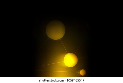 Dark Yellow vector template with circles, triangles. Glitter abstract illustration with connection of triangle structure. Completely new template for your brand book.