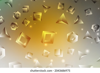 Dark Yellow vector template with crystals, squares. Abstract gradient illustration with triangles, cubes. Background for a cell phone.
