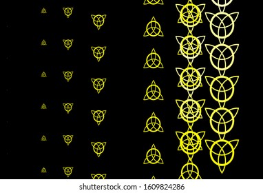 Dark Yellow vector template with esoteric signs. Abstract illustration with gothic gradient shapes. Design for magic, spiritual events.