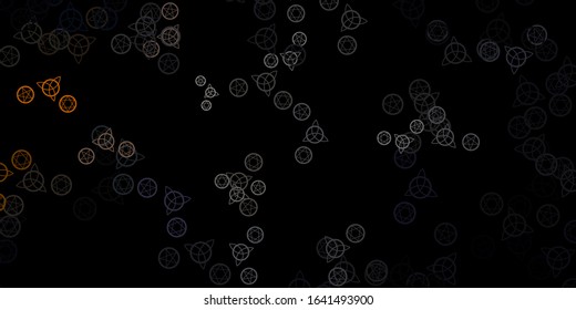 Dark Yellow vector template with esoteric signs. Illustration with magical signs of spiritual power. Simple base for your occult design.