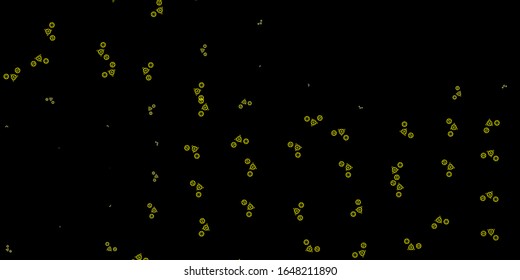 Plantilla vectorial amarillo oscuro con signos esotéricos. Diseño retro en estilo abstracto con formas de brujería. Mejor diseño de eventos de halloween.