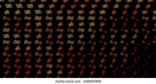 Dark Yellow vector template with esoteric signs. Illustration with magical signs of spiritual power. Simple base for your occult design.