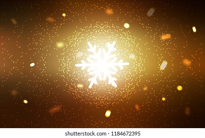 Dark Yellow vector template with ice snowflakes. Modern geometrical abstract illustration with crystals of ice. New year design for your ad, poster, banner.